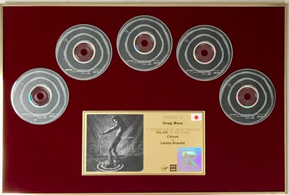 Lenny Kravitz Circus RIAJ (Japan) 500K Sold Album Award to guitarist