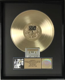 Simple Minds Once Upon A Time RIAA Gold Album Award