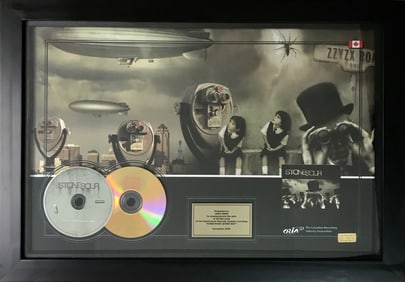 Stone Sour Come What(Ever) May CRIA Gold Album Award presented to guitarist