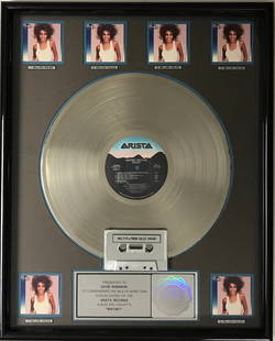 Whitney Houston"Whitney" RIAA 6x Multi-Platinum Award: RIAA 6x Multi-Platinum Album award for the Whitney Houston's Whitney album. Her second studio album, it was released on June 2, 1987 and was certified 6x Multi-Platinum for six million copies sold on