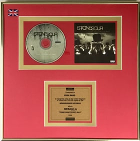 Stone Sour Come What(Ever) May BPI Gold Album Award presented to guitarist