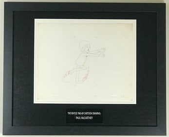 Beatles '60s Cartoon Cel Paul McCartney Drawing