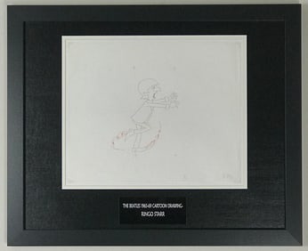 Beatles '60s Cartoon Cel Ringo Starr Drawing