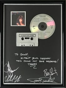 FireHouse debut label/in-house award signed by the group