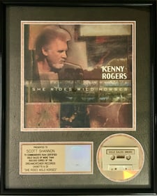 Kenny Rogers She Rides Wild Horses RIAA Gold Album Award