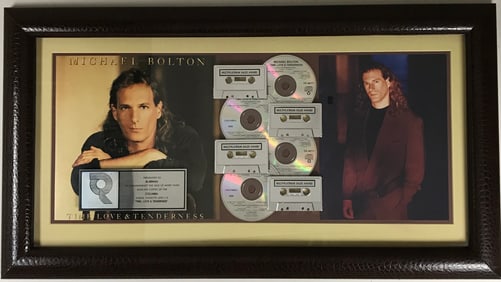 Michael Bolton Time, Love... RIAA 4x Plat Award w/autograph