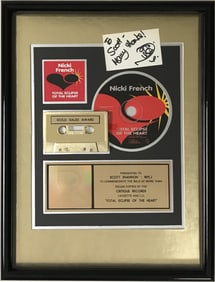 Nicki French "Total Eclipse Of The Heart" RIAA Award w/autographed note