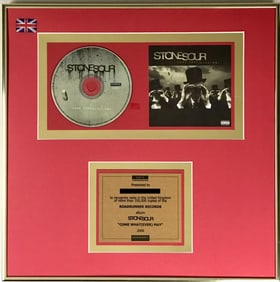 Stone Sour Come What(Ever) May BPI Gold Album Award presented to guitarist
