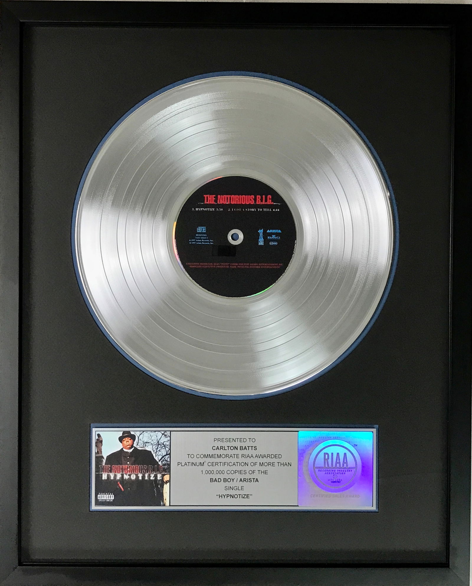 The Notorious B.I.G. "Hypnotize" Platinum Single Award (1 of 8)