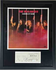 The Runaways 1977 Ticket Collage signed by Cherie Currie w/JSA COA