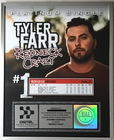 Tyler Farr "Redneck Crazy" RIAA Digital Single Award