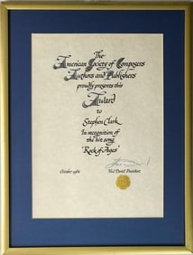 Def Leppard "Rock Of Ages" '84 ASCAP Award to Steve Clark - RARE