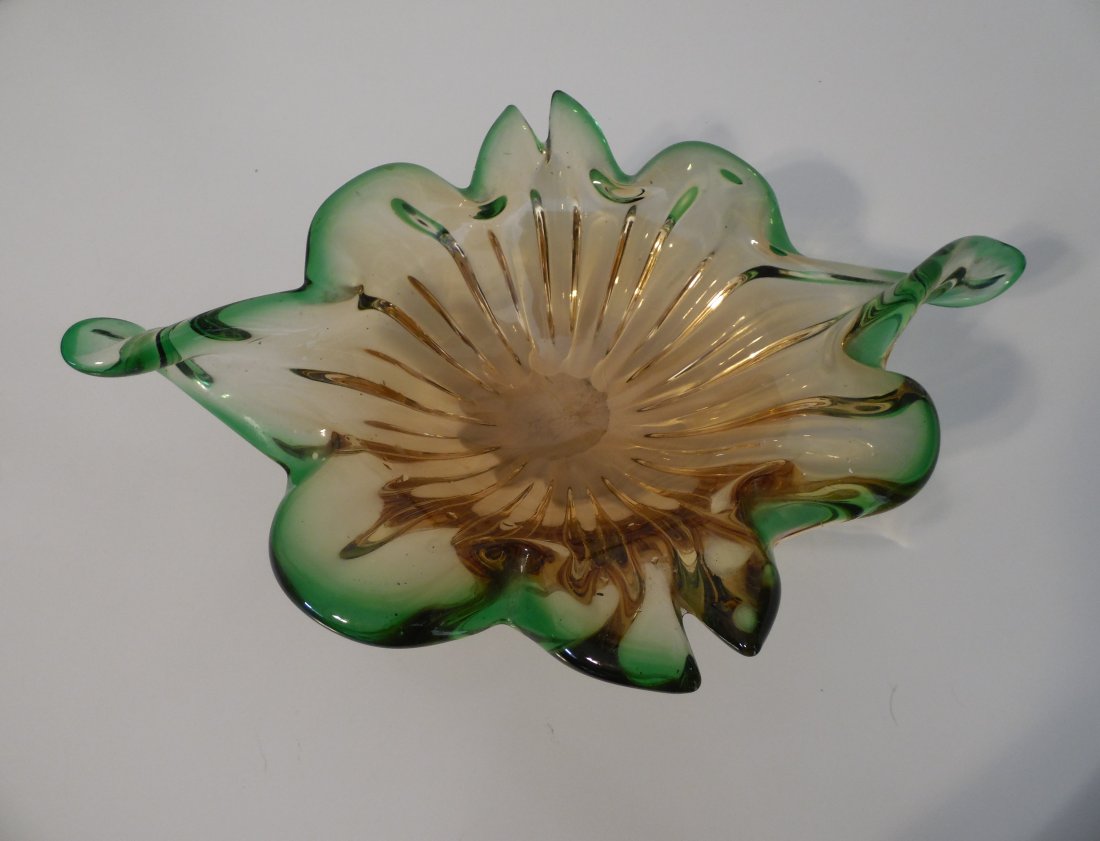 murano ashtray: Vintage Murano Art Glass Heavy Aqua Triangle Shaped Ashtray Measures : ( 3 x 32.4 x 9 in ) ( Free Shipping )