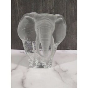 Mats Jonasson clear and frosted elephant sculpture