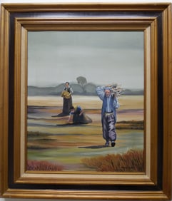 Artist : Alfred Hutty  ( untitle )  (working in the harvest field
