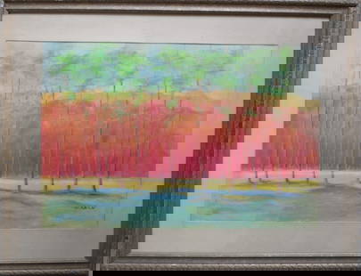 Wolf Kahn : Untitle: Wolf Kahn ( No Coa )Size: 21"H x 29"W.Year Created: Not Dated Signature: Signed Lower Right, Medium/Ground : Pastel on paper. Biography : Photo of Wolf KahnWorking within a predominantly abstractionis