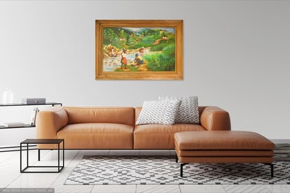 Vintage Original Haitian Painting .