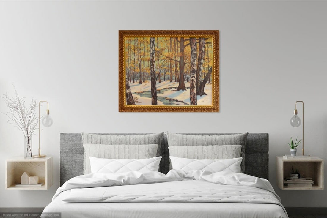 John Fabian Carlson : ( winter ): John Fabian Carlson : Atributed.. ( No Coa ).."Sold as is ?..Oil On .Board ... 28 x 22 inches ...Size: 22"H x 28"W...Year Created: not given..Signature: Signed Lower right...Medium/Ground: Oil on boar