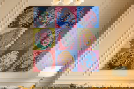 Andy Warhol ( "Pop Diva: Nine Lives" ): Andy Warhol...( "Pop Diva: Nine Lives" )...Atributed ... ( No Coa ),,"SOLD AS IS"...,Size: 36"H x 36"W..Year Created: Not Dated ..Signature: Signed..Medium/Ground : Silkscreen / Canvas.. Biography : B