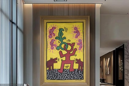 Keith Haring ( Untitle ) ( “RED MANIFESTO / LOVE = CONTROL” )
