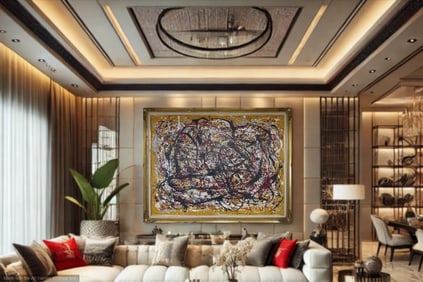 “Pollock-Style Abstract Expressionist Painting – Monumental 36"H; x 48"W; Signed Canvas