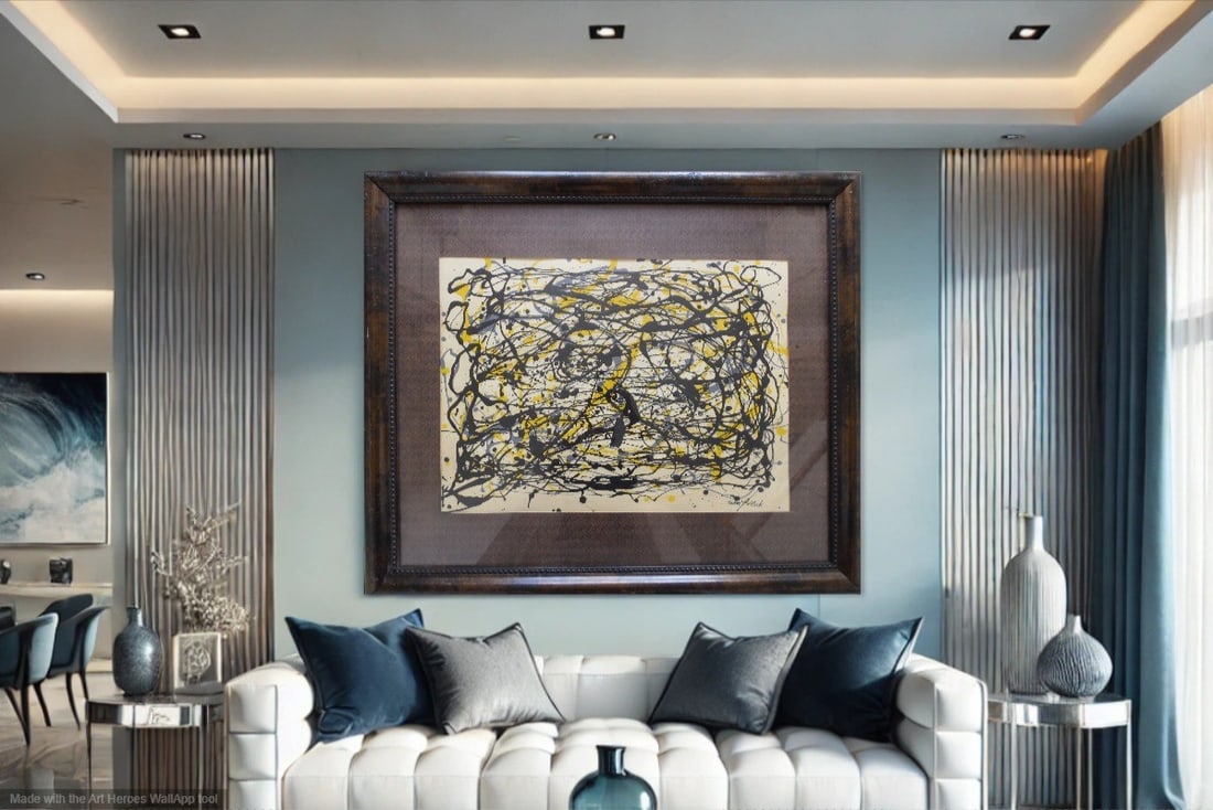 Jackson Pollock : Untitle ( "Energía en Suspensión" ): Jackson Pollock : Untitle ( "Energía en Suspensión" ) No Coa .. "in the Manner or stile of the American Master...”Sold as is"... Jackson Pollock : UntitleSize: 22"H x 22"WYear Created: Not Dat