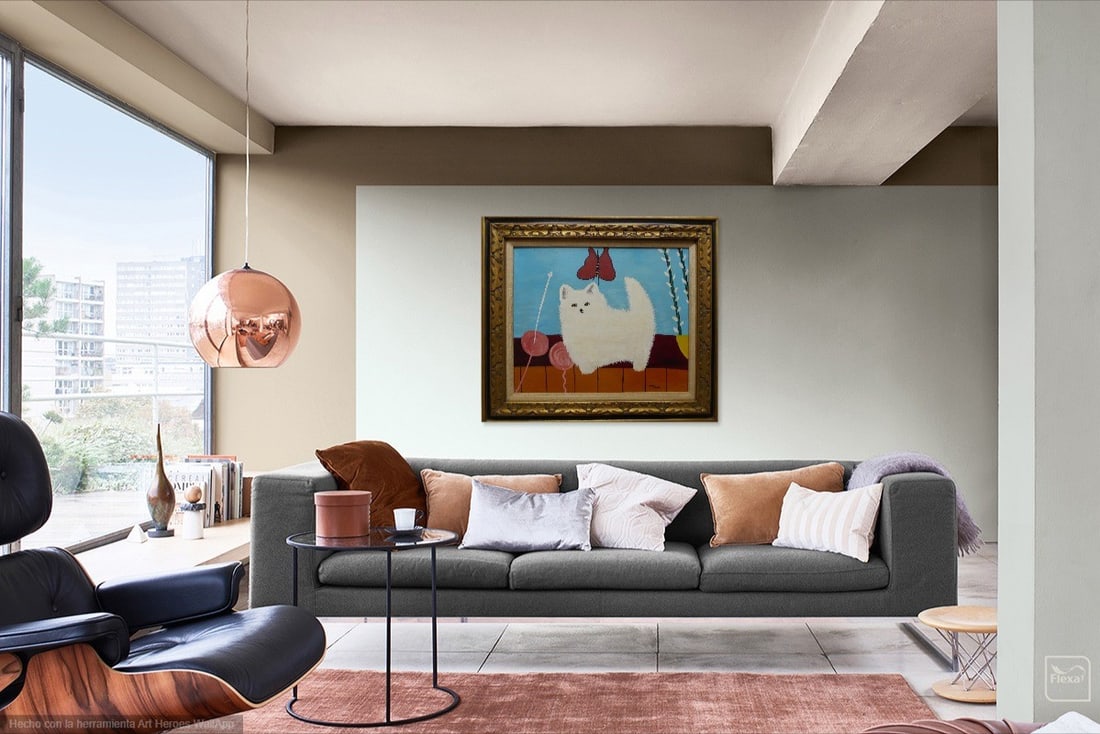 Artist :Maud Lewis : UnTitle : ( White Cat and The Butterfly ): Maud Lewis: ( No Coa )Atributed... sold as is : Title : Untitle . Medium : oil on board . Size : 20"H x 24"W . Maud Lewis Born: 1903 - Ohio, Nova ScotiaDied: 1970 - Digby, Nova ScotiaKnown for: Naive