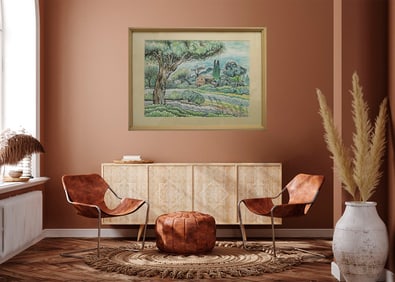 In the style of Charles Ephraim Burchfield – Watercolor Landscape, 21½"H x 29½"W