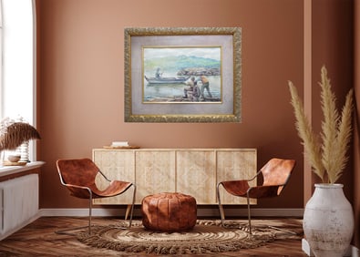 In the style of Ogden Minton Pleissner – Watercolor Landscape, 16"H x 21"W