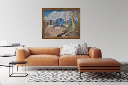 In the style of Henrietta Mary Shore – Landscape Composition, Oil on Board