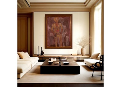 In the style of Rufino Tamayo – Mexican Composition, Oil and Sand on Canvas