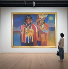 Colonial Style Sacred Art – Large Oil Painting, Native Influence