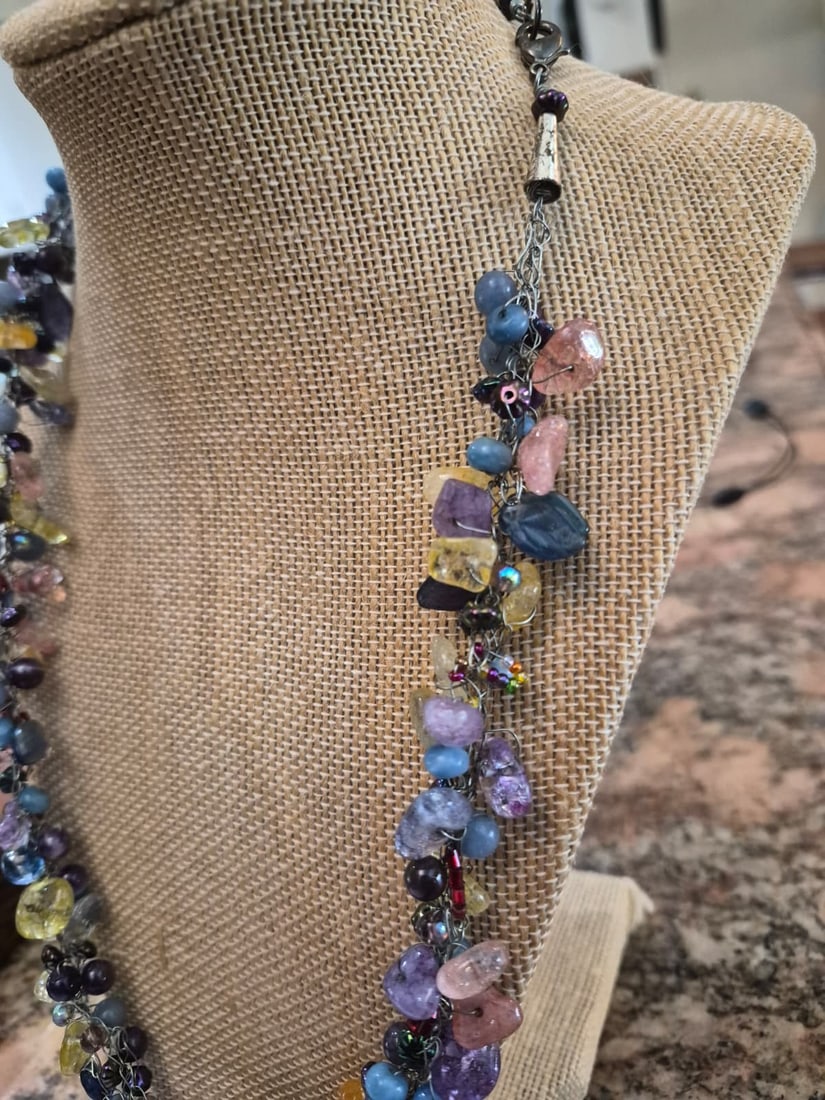 Vintage Native American Style Multi-Gemstone Beaded Statement Necklace (1 of 10)