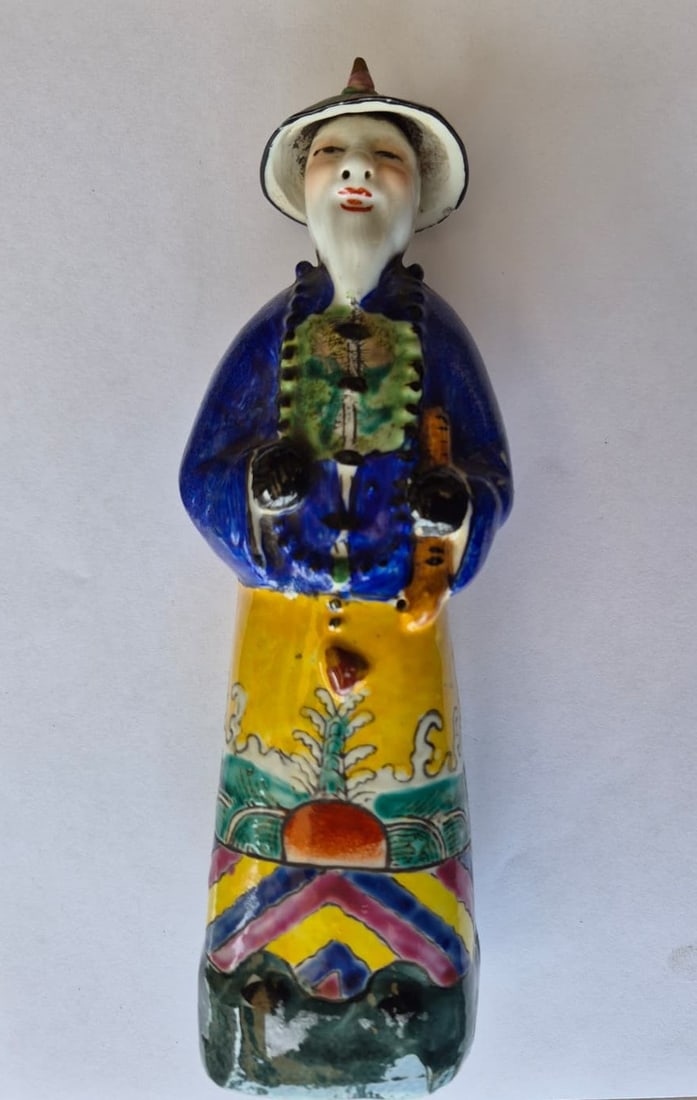 Group of Three (3) Antique Chinese Famille Rose / Famille Verte Glazed Porcelain Figures: Title: Group of Three (3) Antique Chinese Famille Rose / Famille Verte Glazed Porcelain FiguresPeriod/Style: Late Qing Dynasty to Early Republic Period (Late 19th to Early 20th Century)Material: Hand-