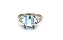 Aquamarine and Diamond Ring