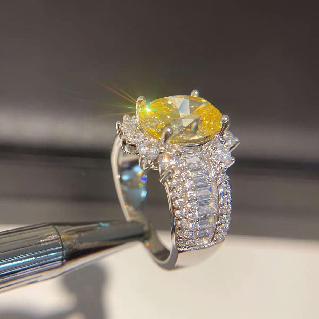925 Silver Yellow Gem Ring - 2