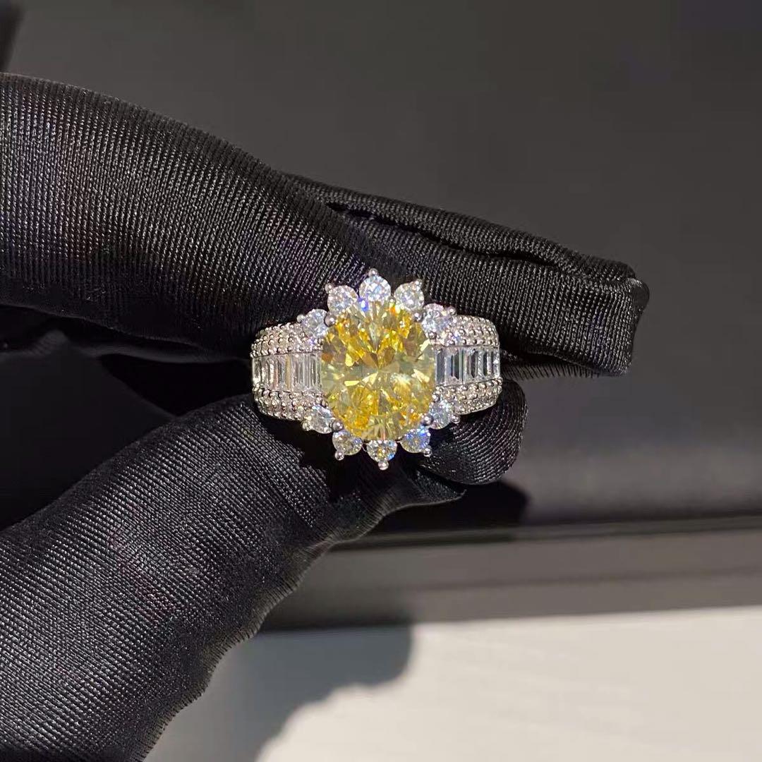 925 Silver Yellow Gem Ring - 3