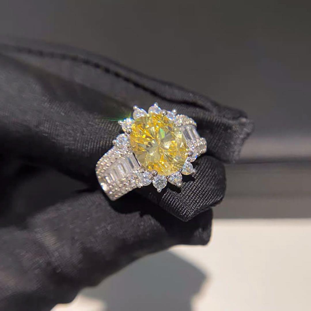 925 Silver Yellow Gem Ring - 4