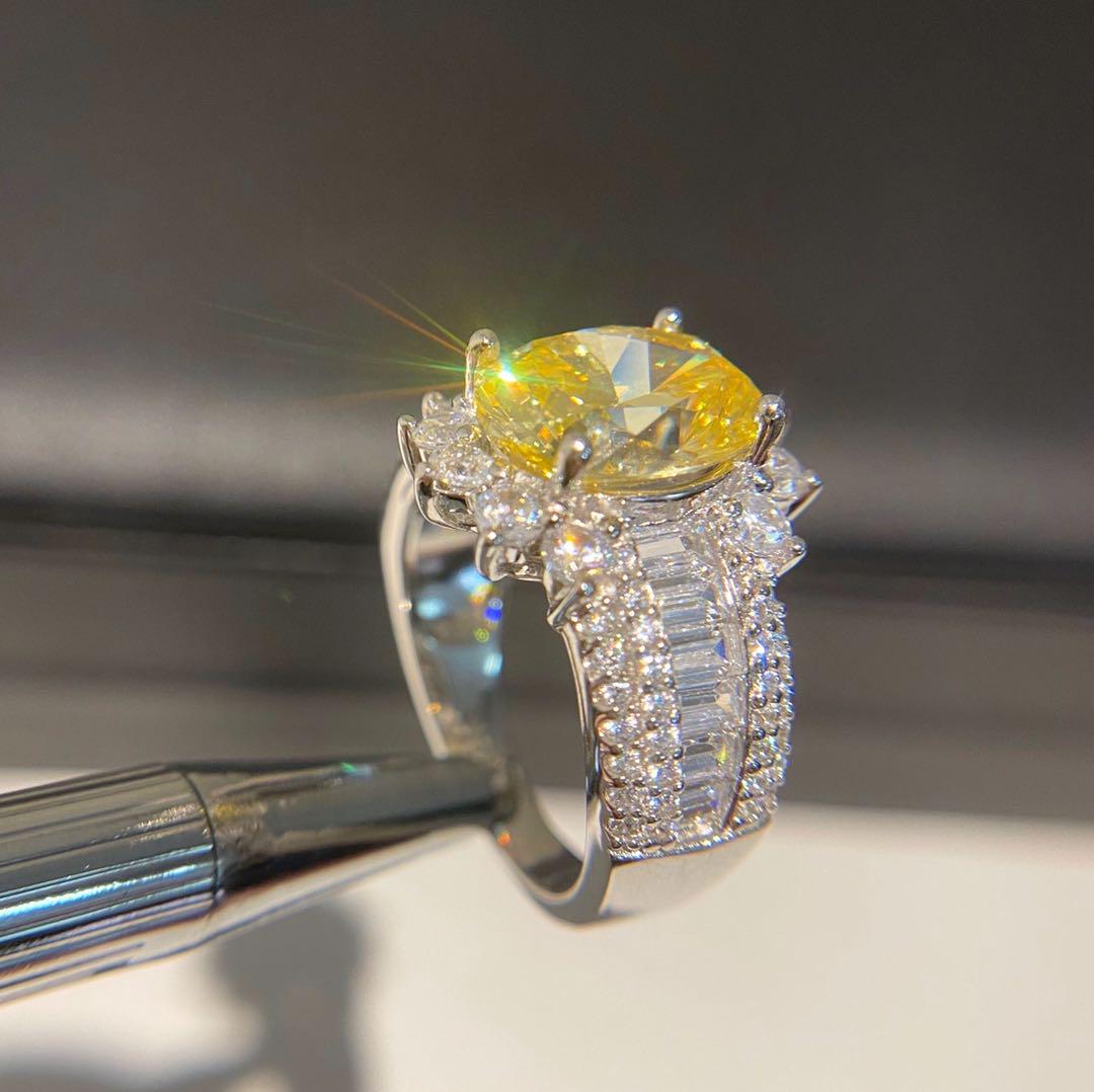 925 Silver Yellow Gem Ring - 5