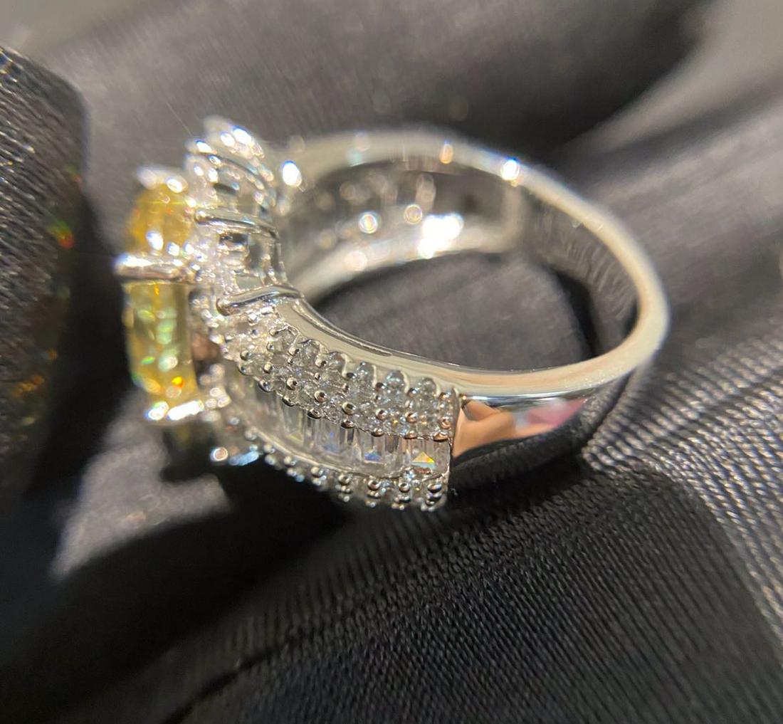925 Silver Yellow Gem Ring - 7