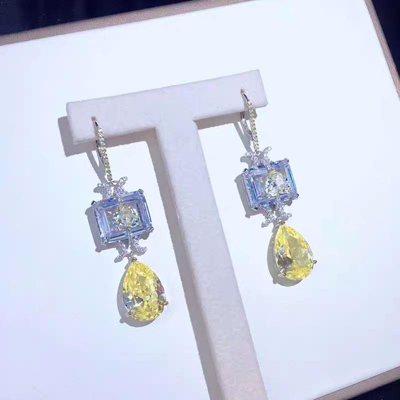 925 Silver Yellow Gem Earrings - 3