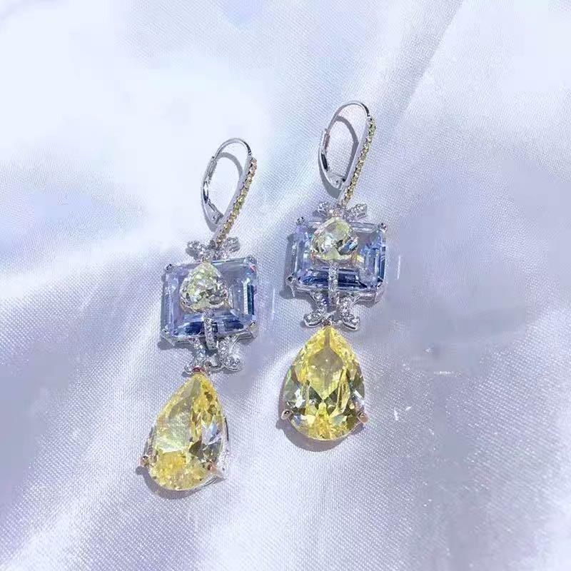 925 Silver Yellow Gem Earrings - 4