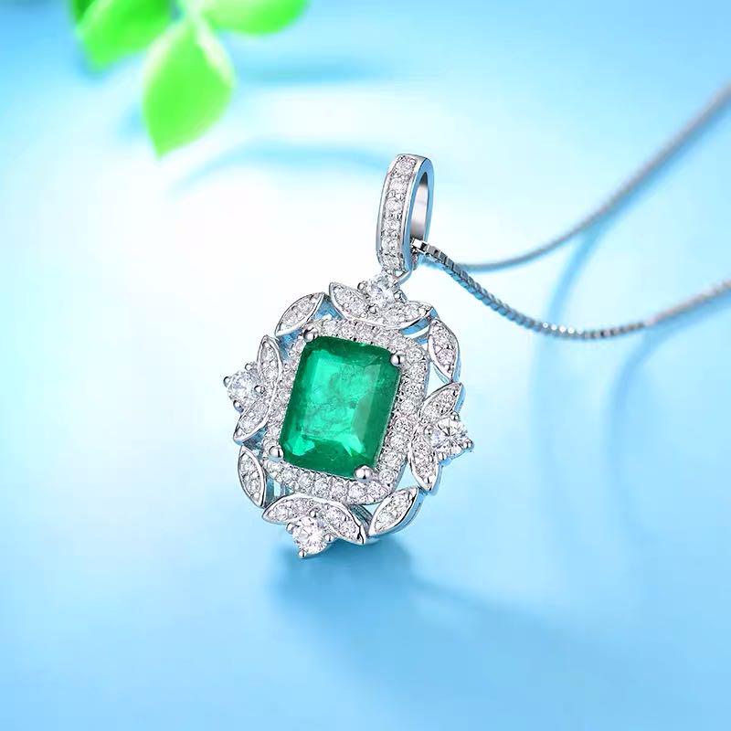 925 Silver 2ct Emerald Necklace - 3