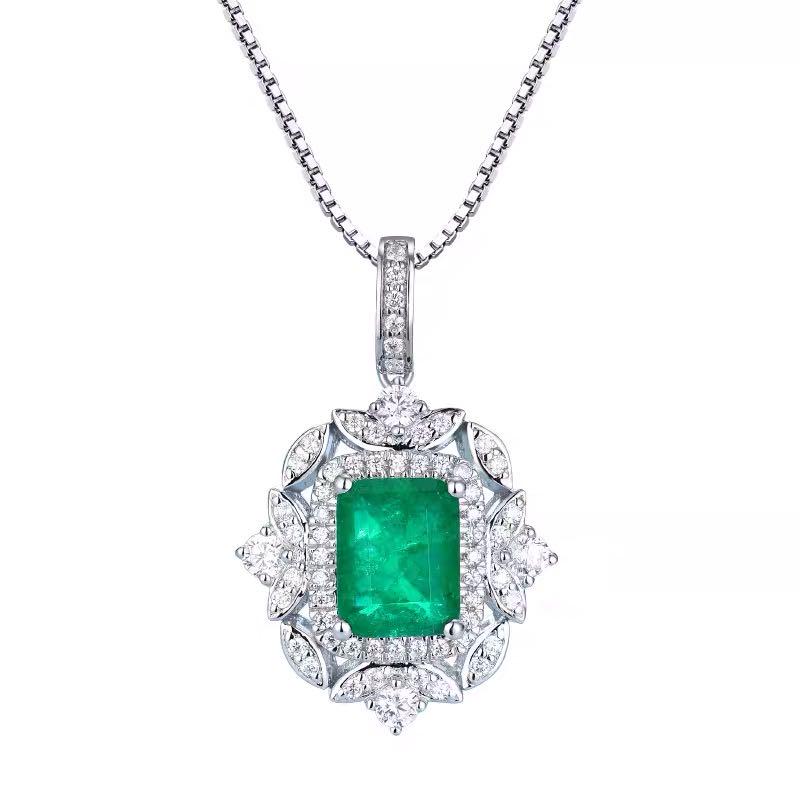 925 Silver 2ct Emerald Necklace - 4
