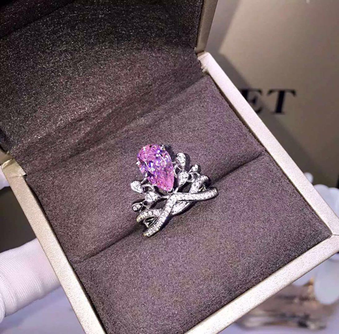 925 Silver 3ct Pink Gem Ring - 2