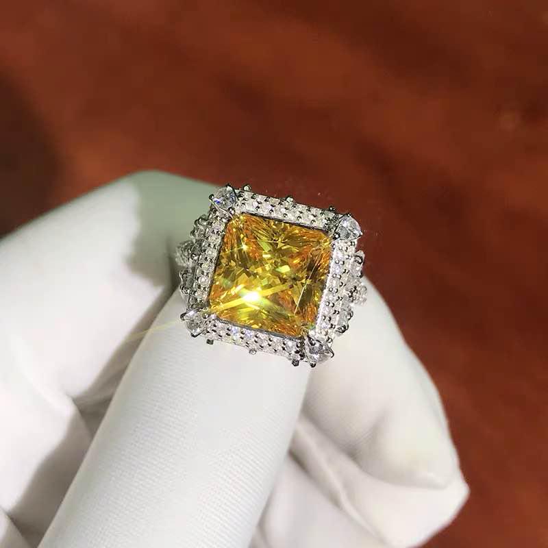925 Silver 5ct Yellow Gem Ring - 3