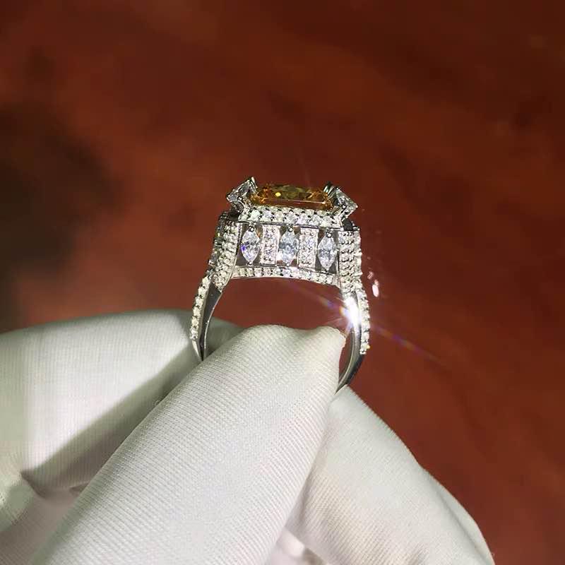 925 Silver 5ct Yellow Gem Ring - 4