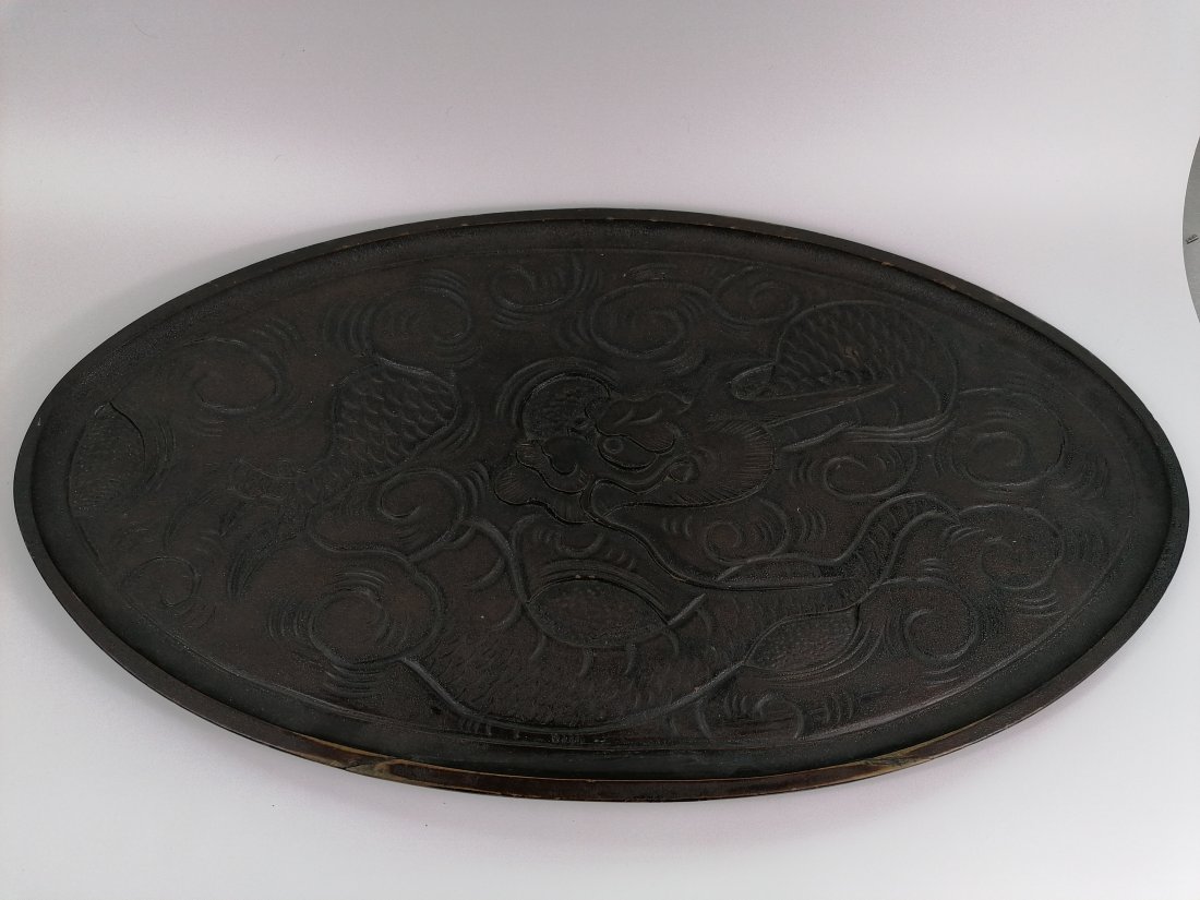 A Large Japanese carved lacquer wooden plate (1 of 5)