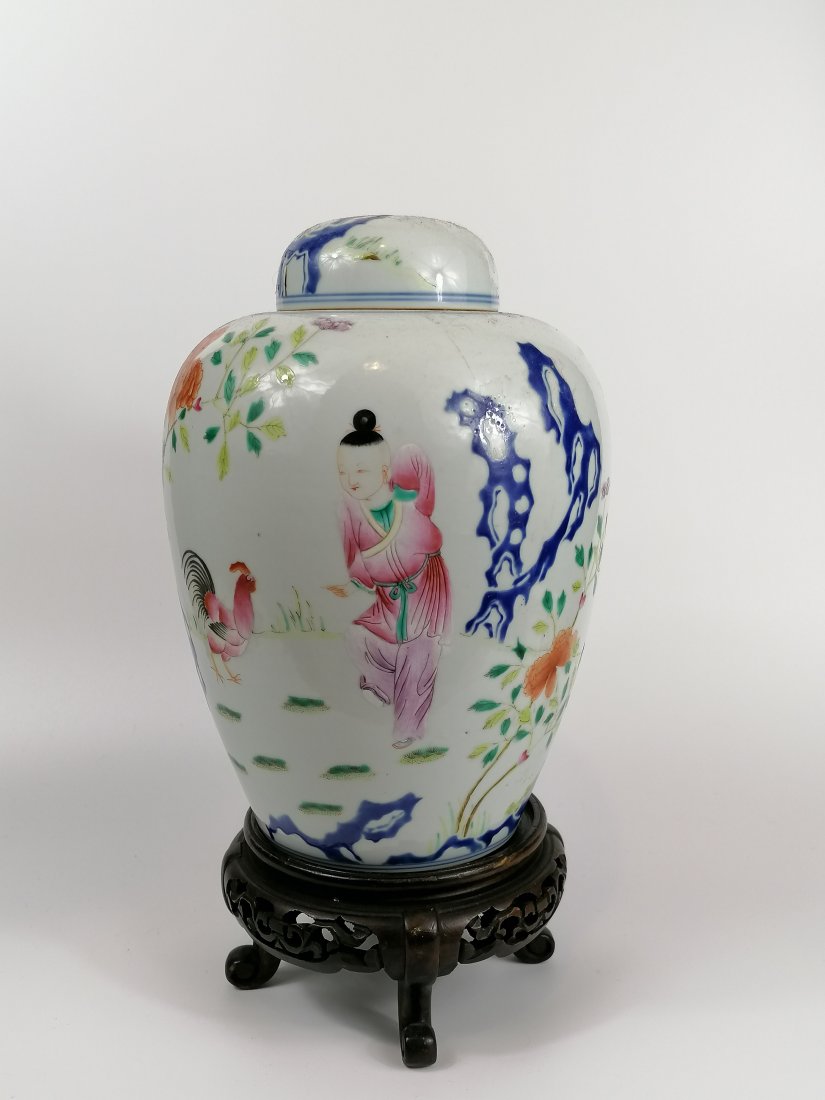 A Chinese Famille Rose Boy and Chicken Jar (1 of 7)