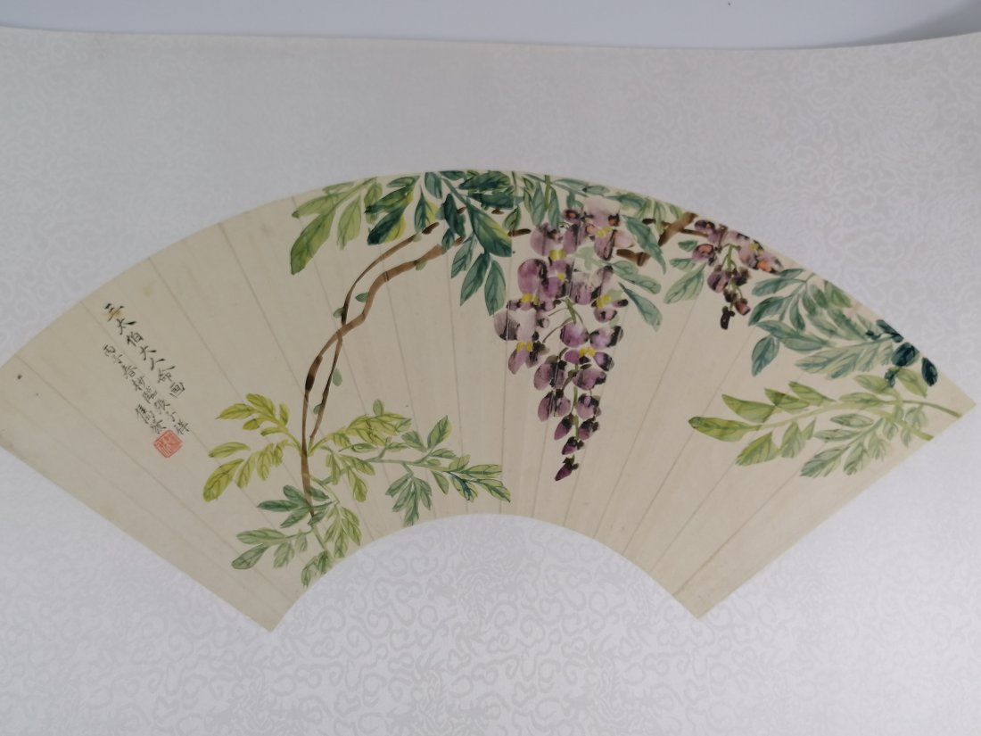 A Chinese watercolour plant Fan leaf (1 of 4)